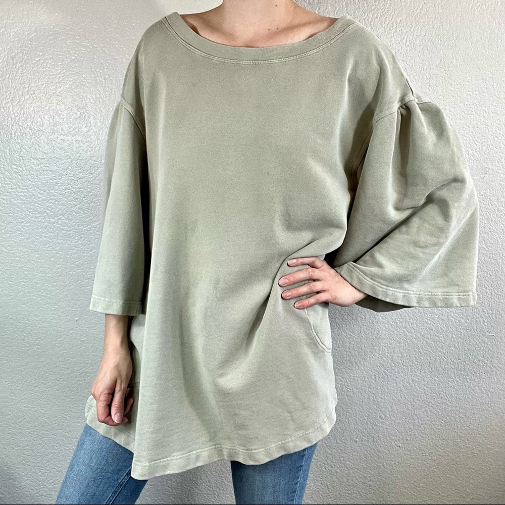 Free People Beach oversized sage grey/green pullover sweatshirt size small